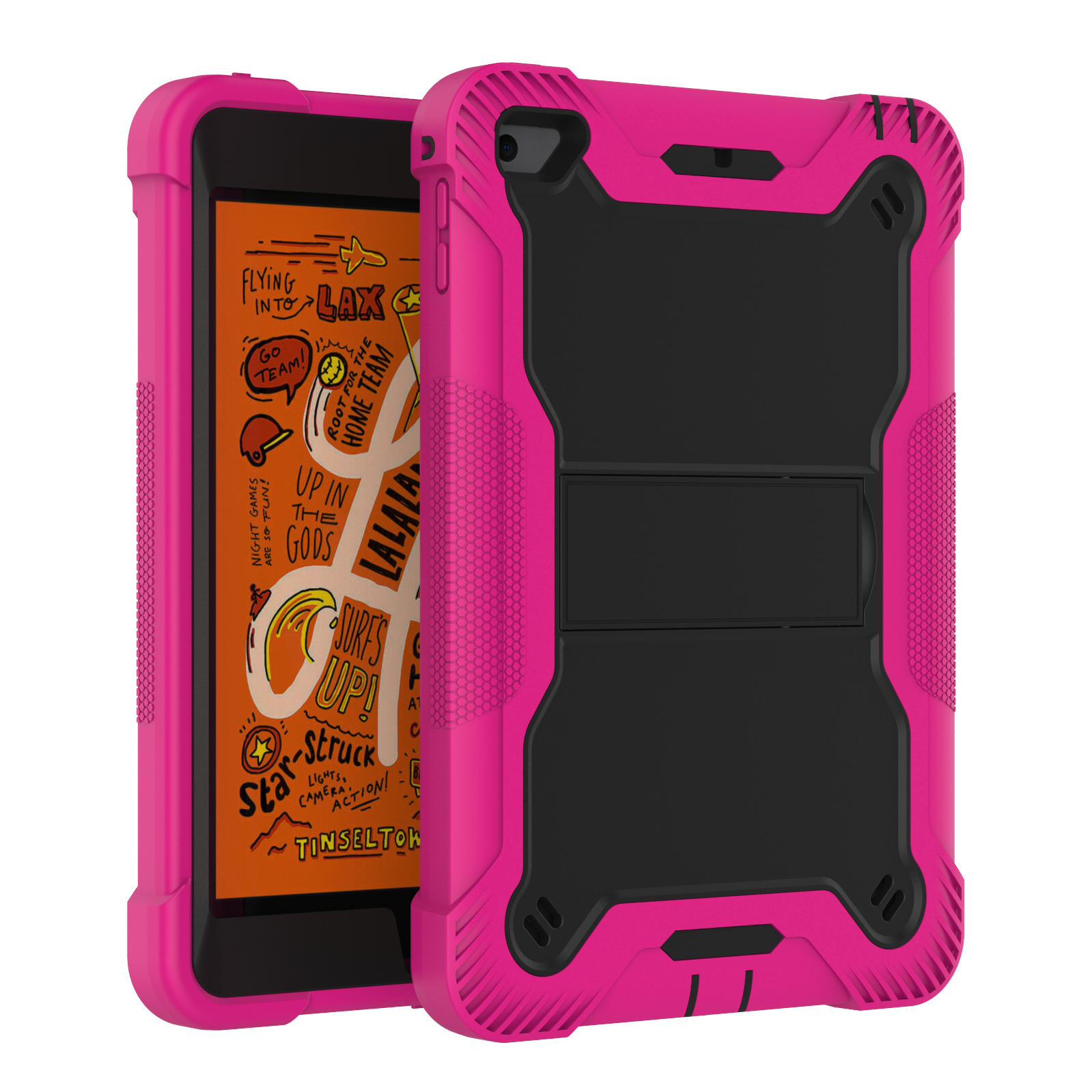 TOZIZO Rose Red Bold Rugged Case for iPad mini 4 / for iPad mini 5, Shockproof Silicone PC Stand Cover | Reseller Wholesale