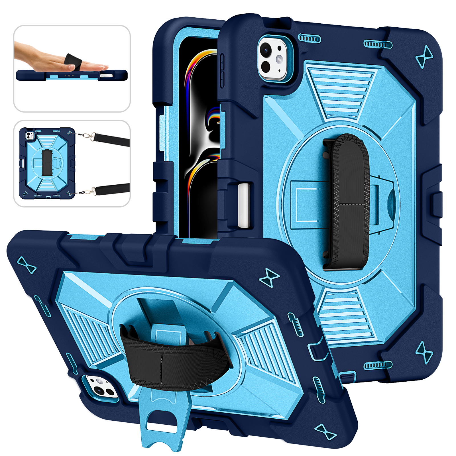 Wholesale Heavy Duty Rugged Case with Hand Strap for iPad Pro 11-inch 2024/2025