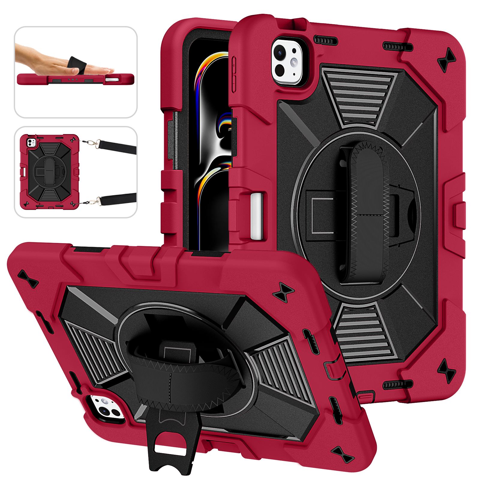 Industrial Protective Case with Adjustable Hand Strap for iPad Pro 11-inch M4 & M5