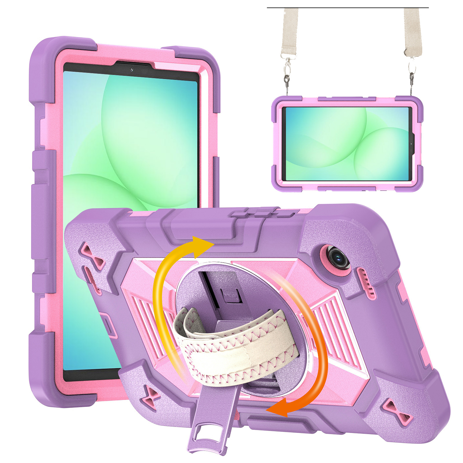 TOZIZO Purple Pink Protective Tablet Case for Samsung Galaxy Tab A11 X133/X135B & Tab A9 with Kickstand