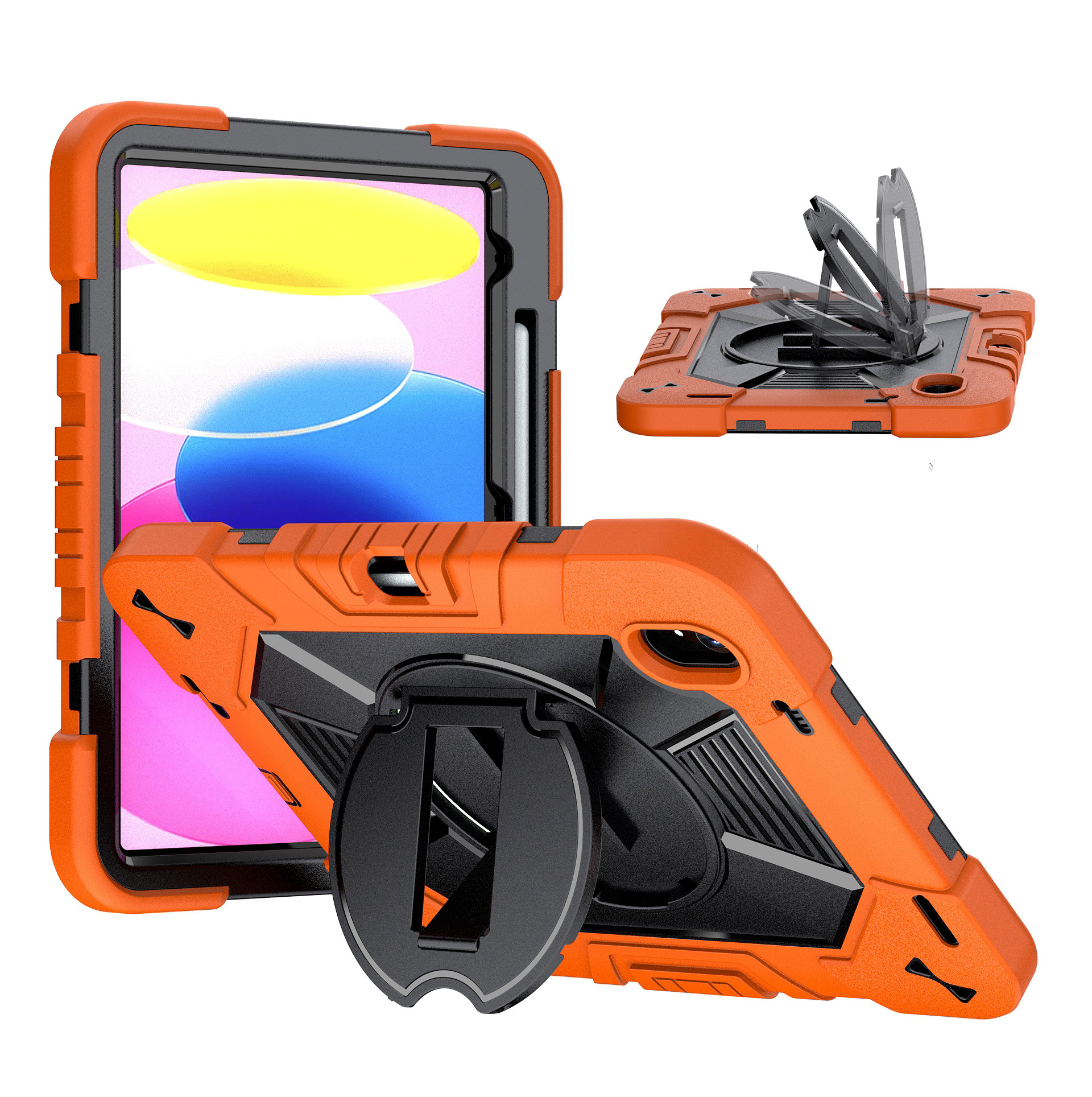 TOZIZO Orange Black Anti Drop Rugged Tablet Cover for iPad 10th / 11th Generation