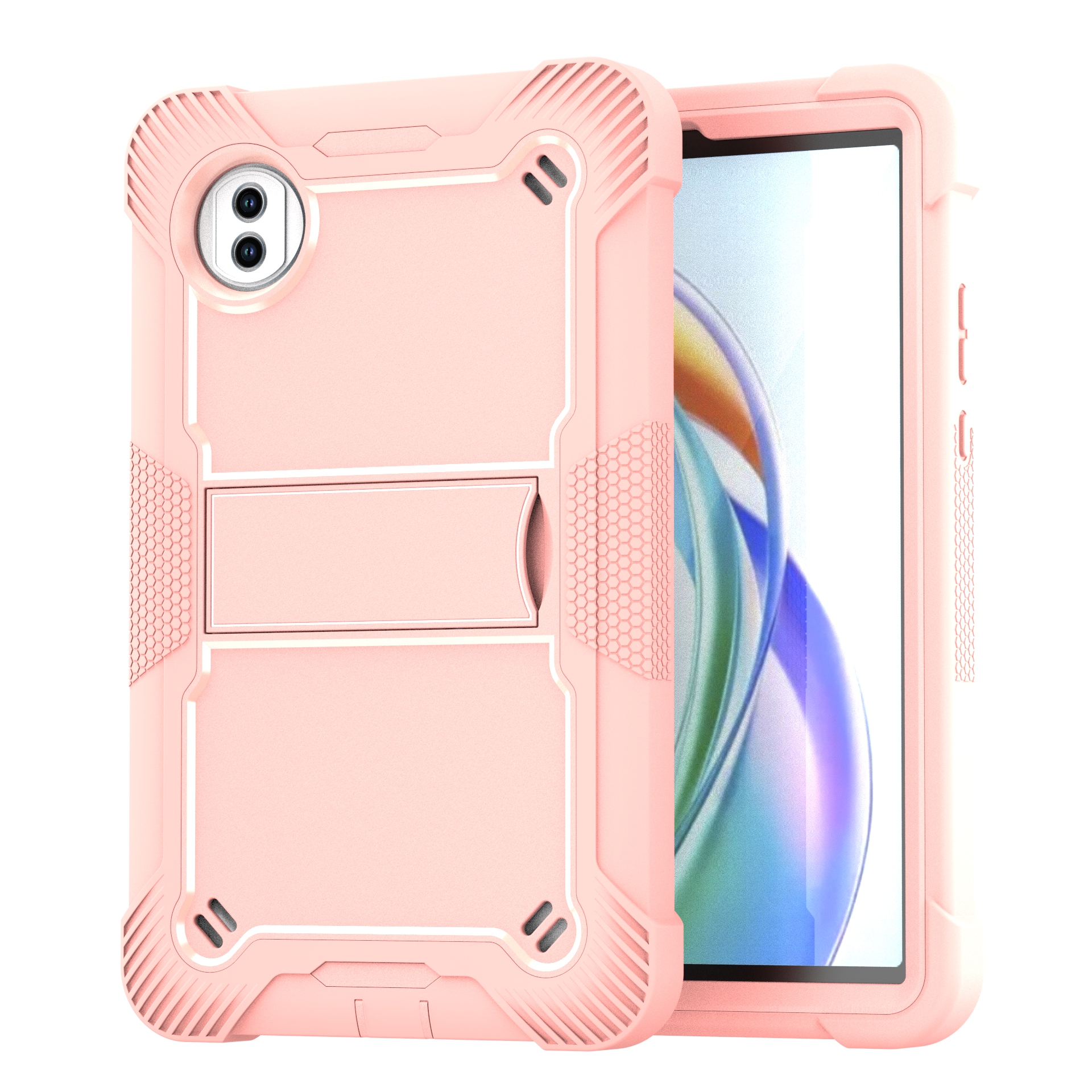 TOZIZO Rose Gold Protective Case for Honor Pad X7 | Stylish 3-Layer Silicone PC Stand Cover