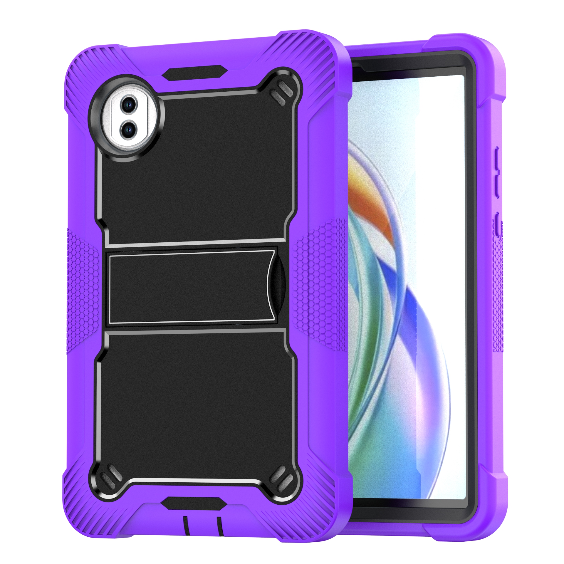 TOZIZO Purple Black Hybrid Defender for Honor Pad X7 | Rugged 3-Layer Stand Case for Distributors