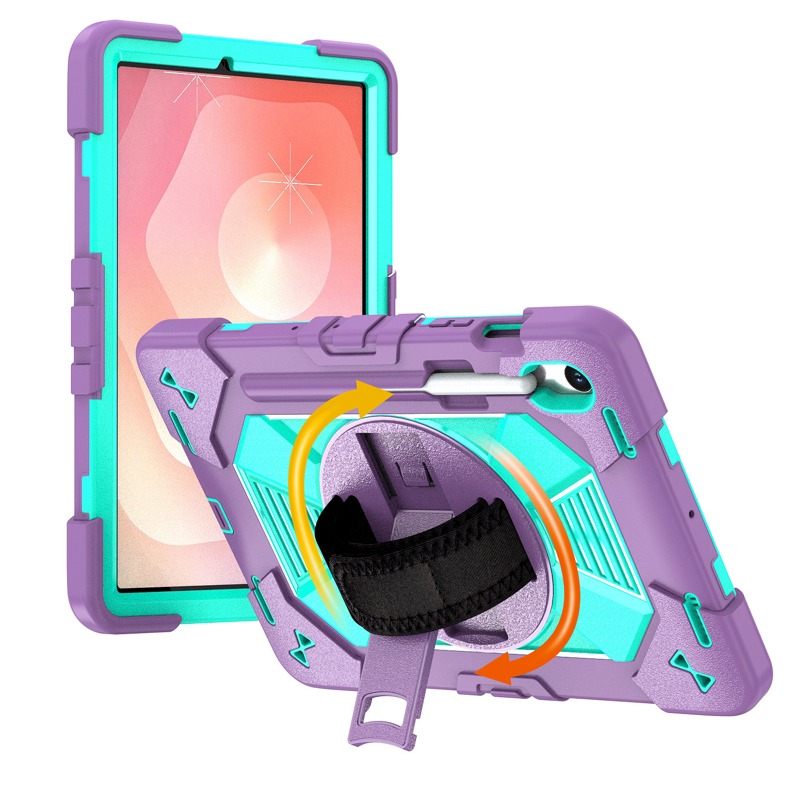 TOZIZO Purple Rugged Tablet Case for Samsung Galaxy Tab S9 FE/S10 FE 11 Inch with Shoulder Strap and Kickstand