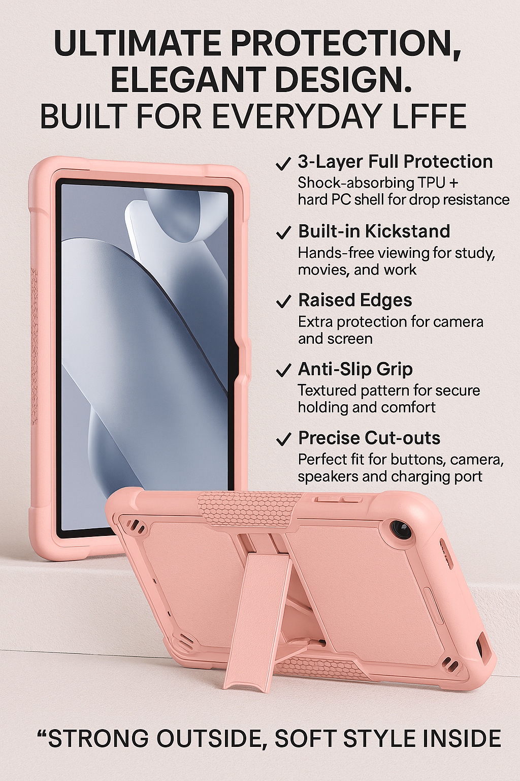 TOZIZO Tough Combo Armor Rugged  Shockproof Full Body Protection Tablet Stand Case for T-Mobile Revvl Tab 2