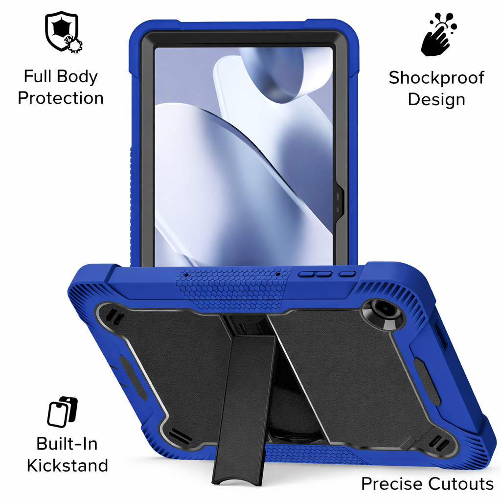TOZIZO Dark Blue + Black Rugged Tablet Case for T-Mobile Revvl Tab 2 5G / T Tab 2 10.1 Inch, Full Body Shockproof Tablet Cover, Multi Angle Kickstand Tablet Case
