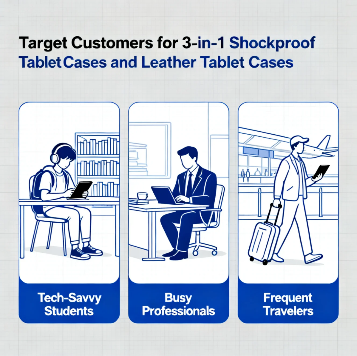 Target Customers for 3-in-1 Shockproof Tablet Cases and Leather Tablet Cases