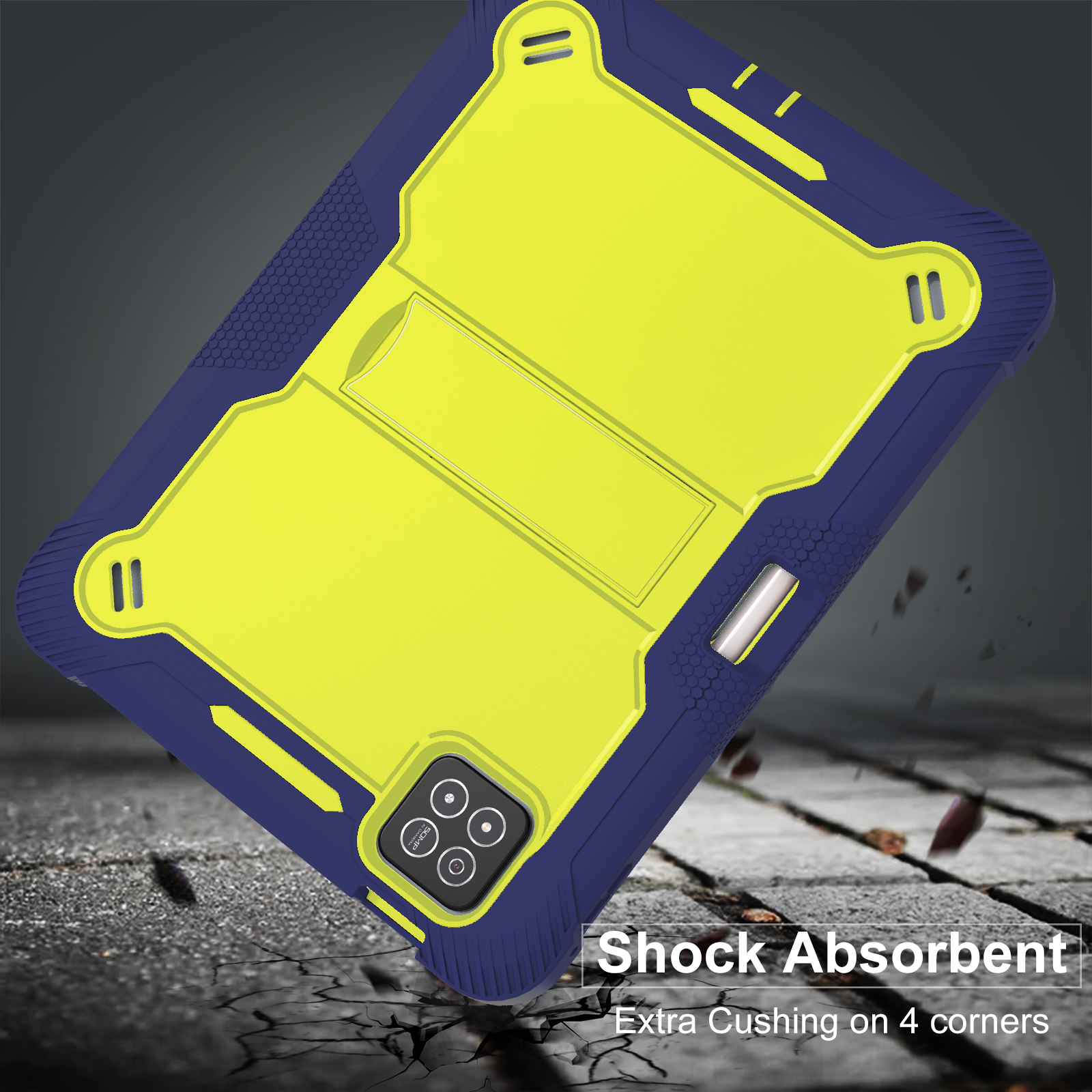 TOZIZO Xiaomi Pad 7 / Pad 7 Pro Rugged Shockproof Yellow & Navy Blue Defender Tablet Case