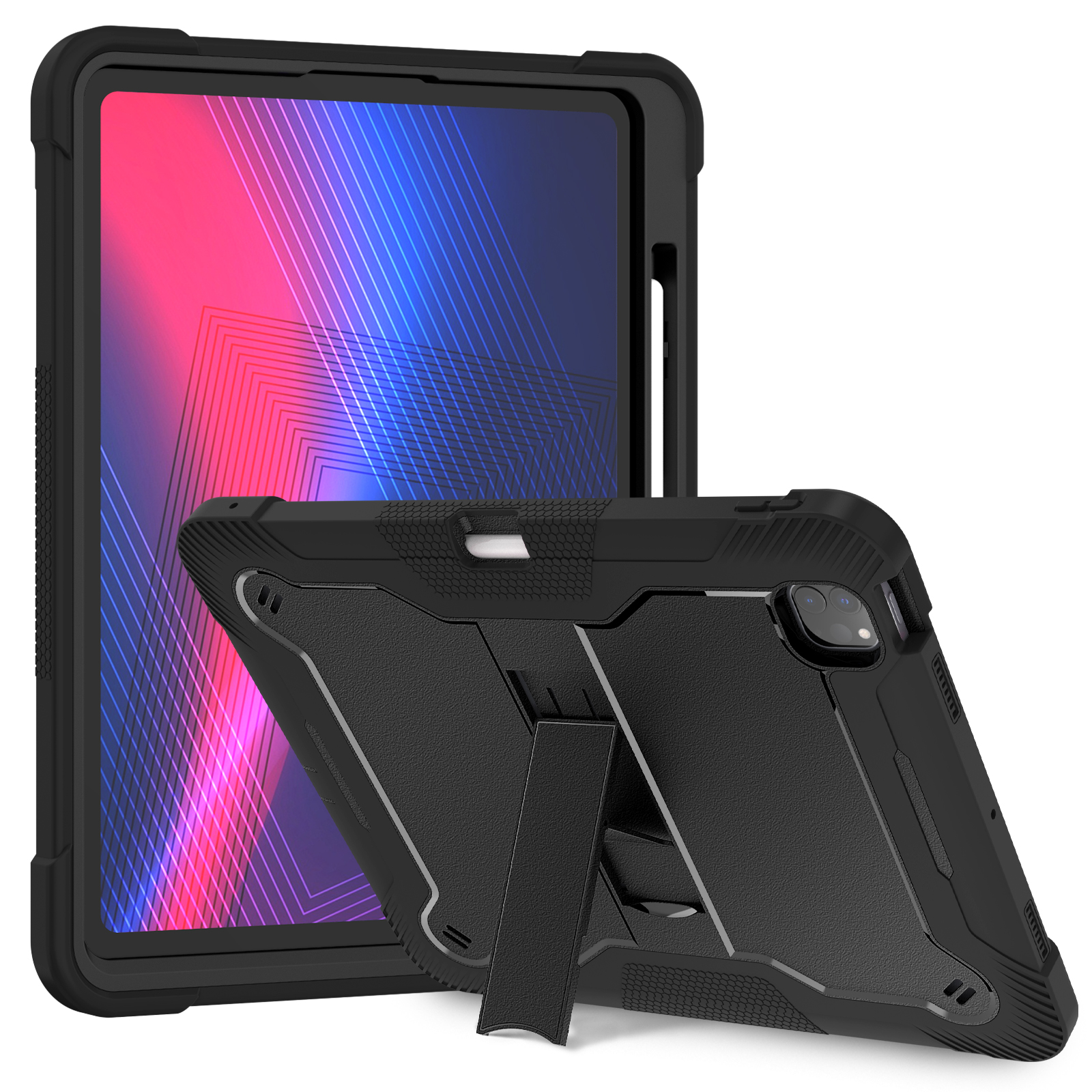 TOZIZO Heavy Duty Black iPad Pro 13 2024 Tablet Case Shockproof Rugged Cover