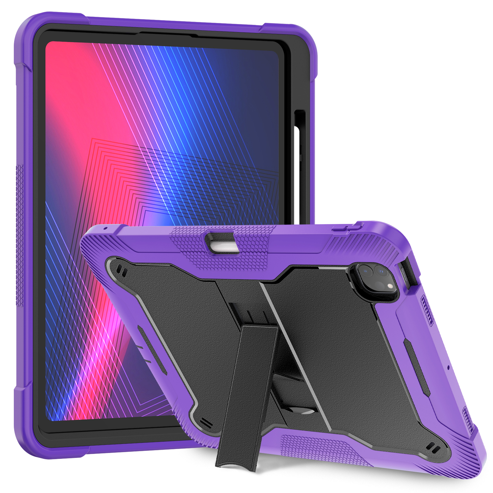 TOZIZO Full Body Protective iPad Pro 13 Tablet Case with Stand (Purple + Black)