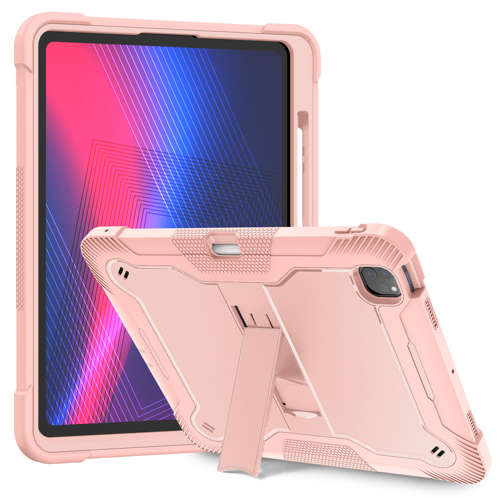 TOZIZO Multi Angle Stand iPad Pro 13 Tablet Case Rugged Cover (Pink)