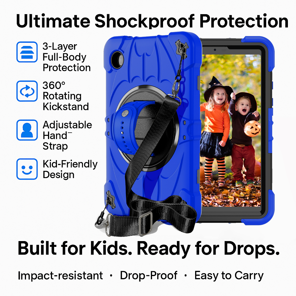 TOZIZO Blue Hybrid 360 Rotation Kids Tablet Case – Military Grade Triple Layer School Armor