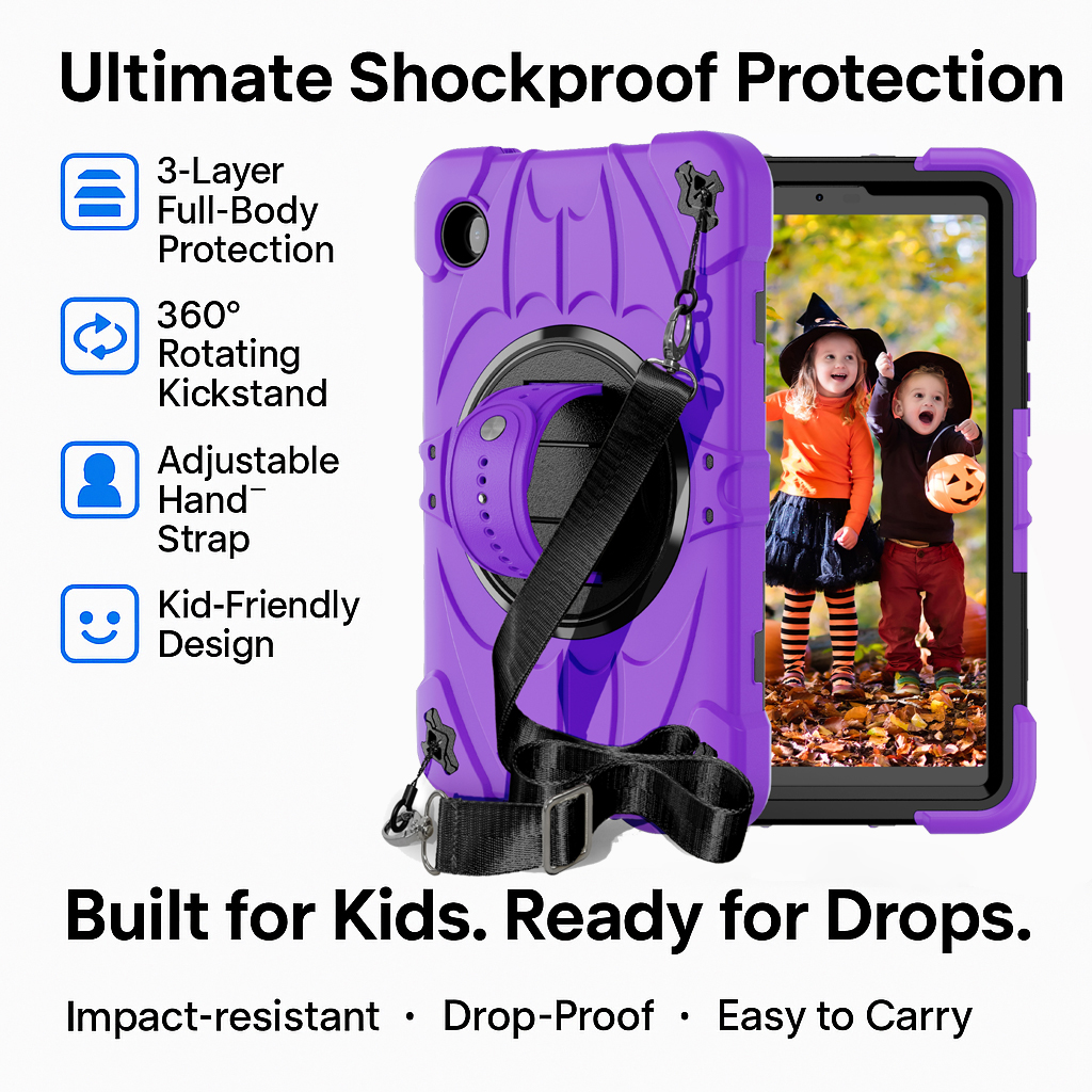 TOZIZO Purple 3-Layer Shockproof Kids Tablet Case – Kid Educational Classroom Tablet Armor for Samsung Galaxy Tab A11
