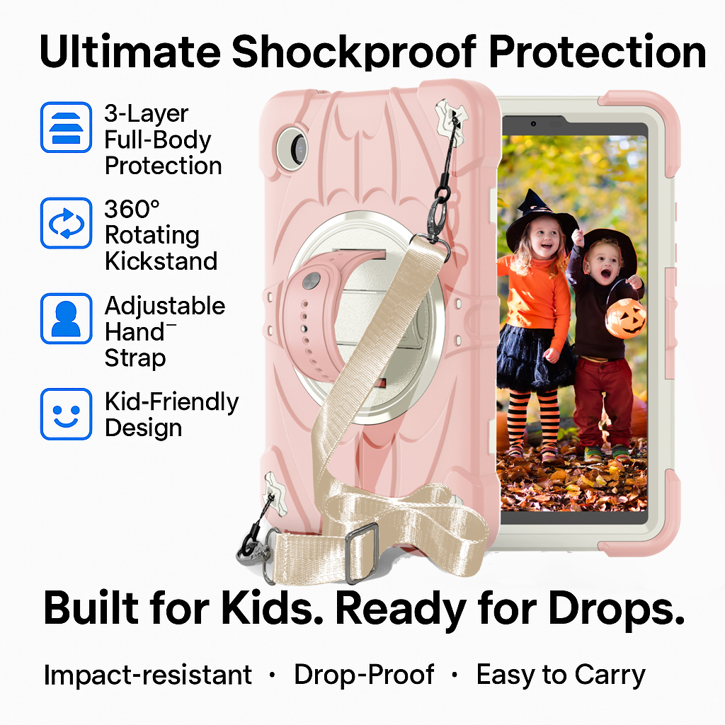 TOZIZO Pink Full-Body Silicone Combo Tablet Case – Back-to-School Shockproof Protection Kids Tablet Cover for Sam Tab A11