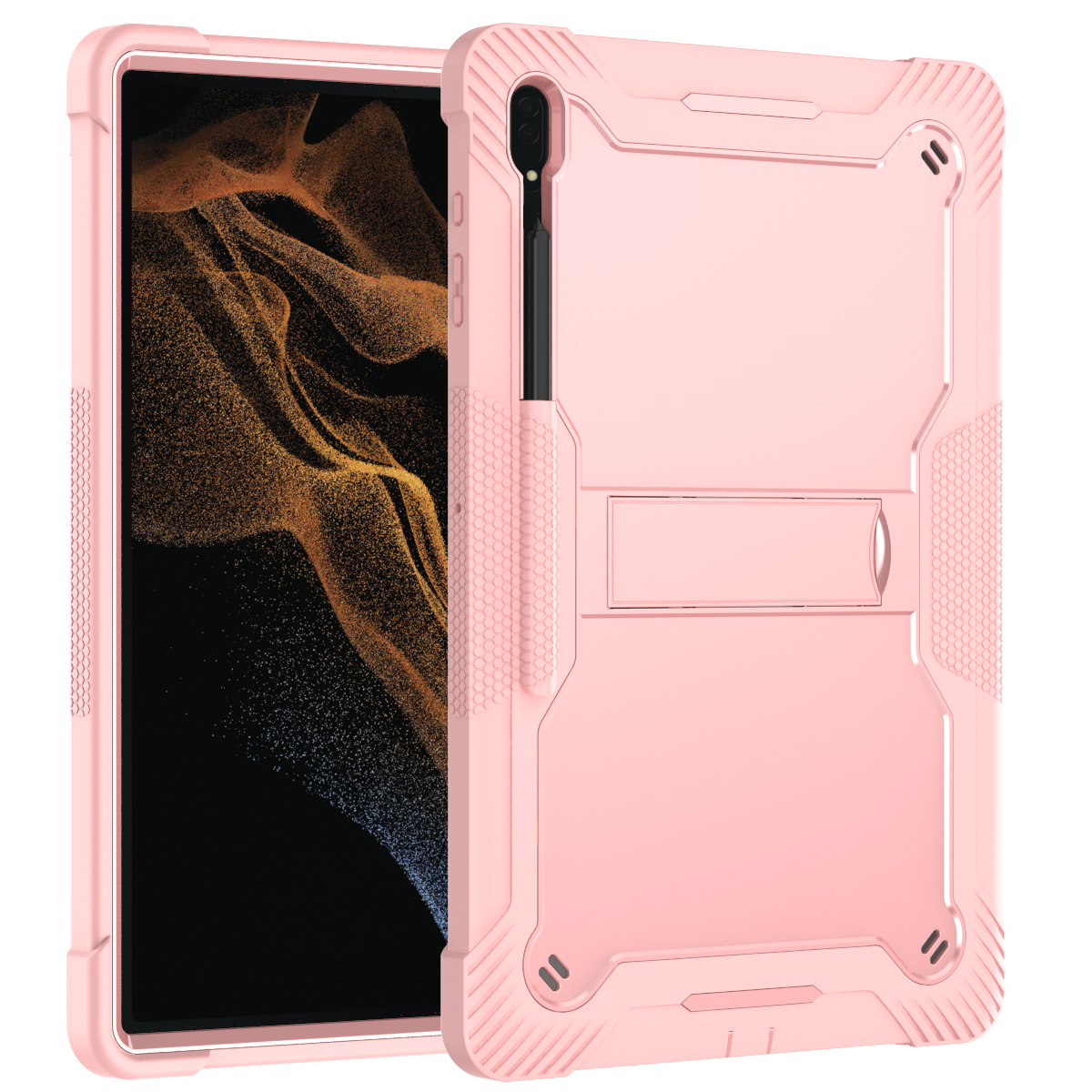 TOZIZO Blush Pink Samsung Tab S8/S9/S10/S11 Ultra Case – Full Body Rugged Tablet Shell with Kickstand