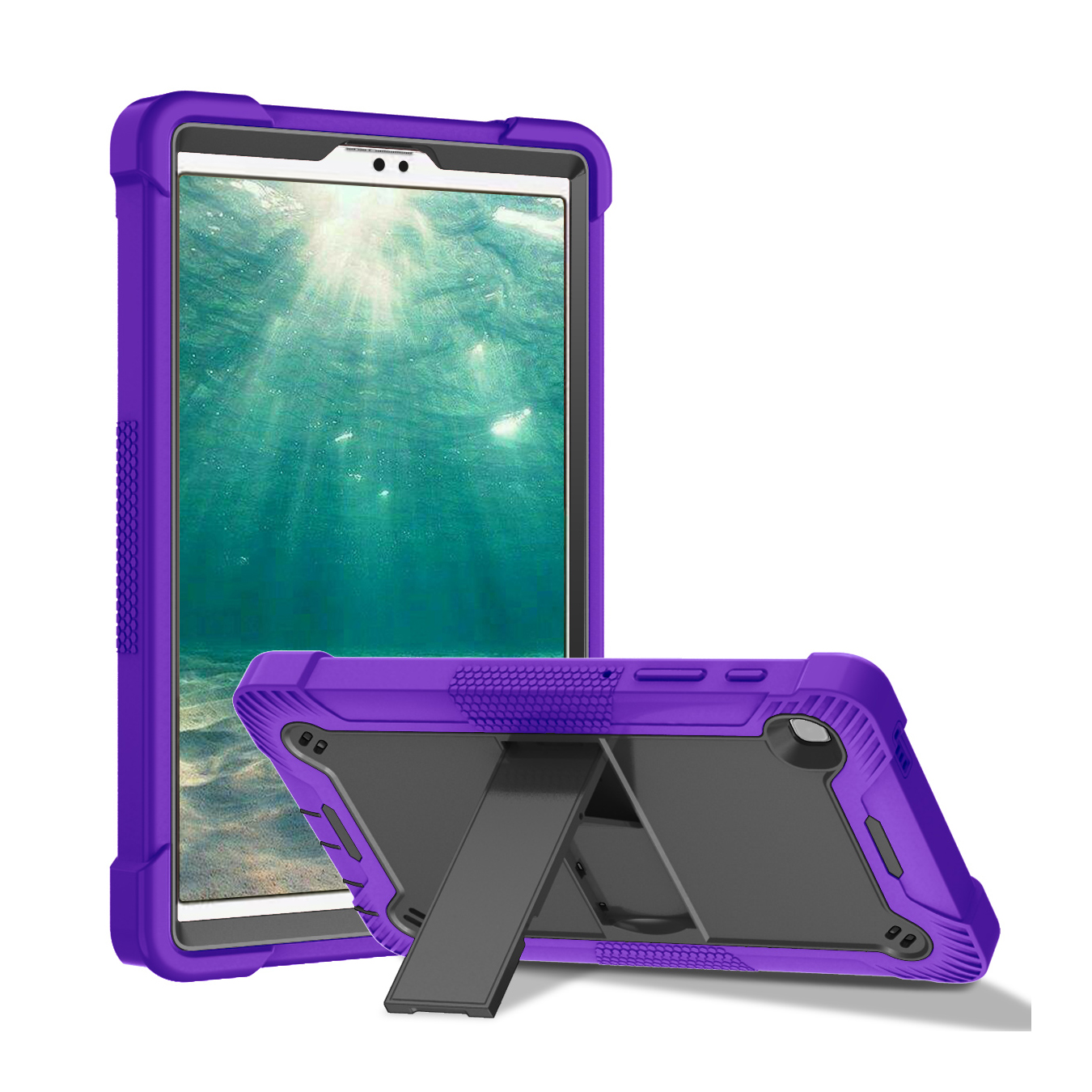TOZIZO Triple Layer Purple Rugged Tablet Case for Samsung Tab A7 Lite 8.7 T220/T225 - Shockproof School-Ready Tablet Cover