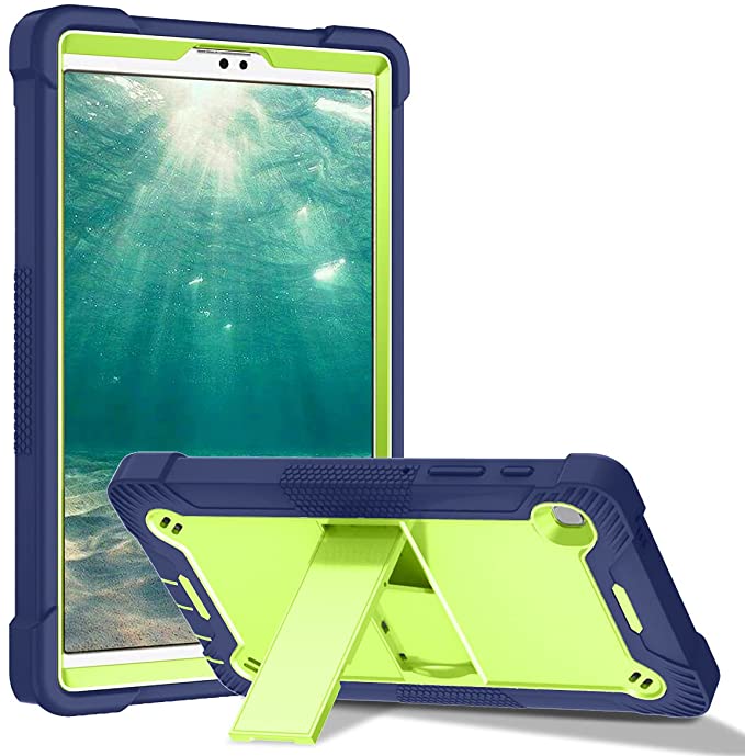 TOZIZO Navy Blue & Green Kid-Proof Rugged Case for Samsung Tab A7 Lite 8.7 T220/T225 - Drop Protection Tablet Armor