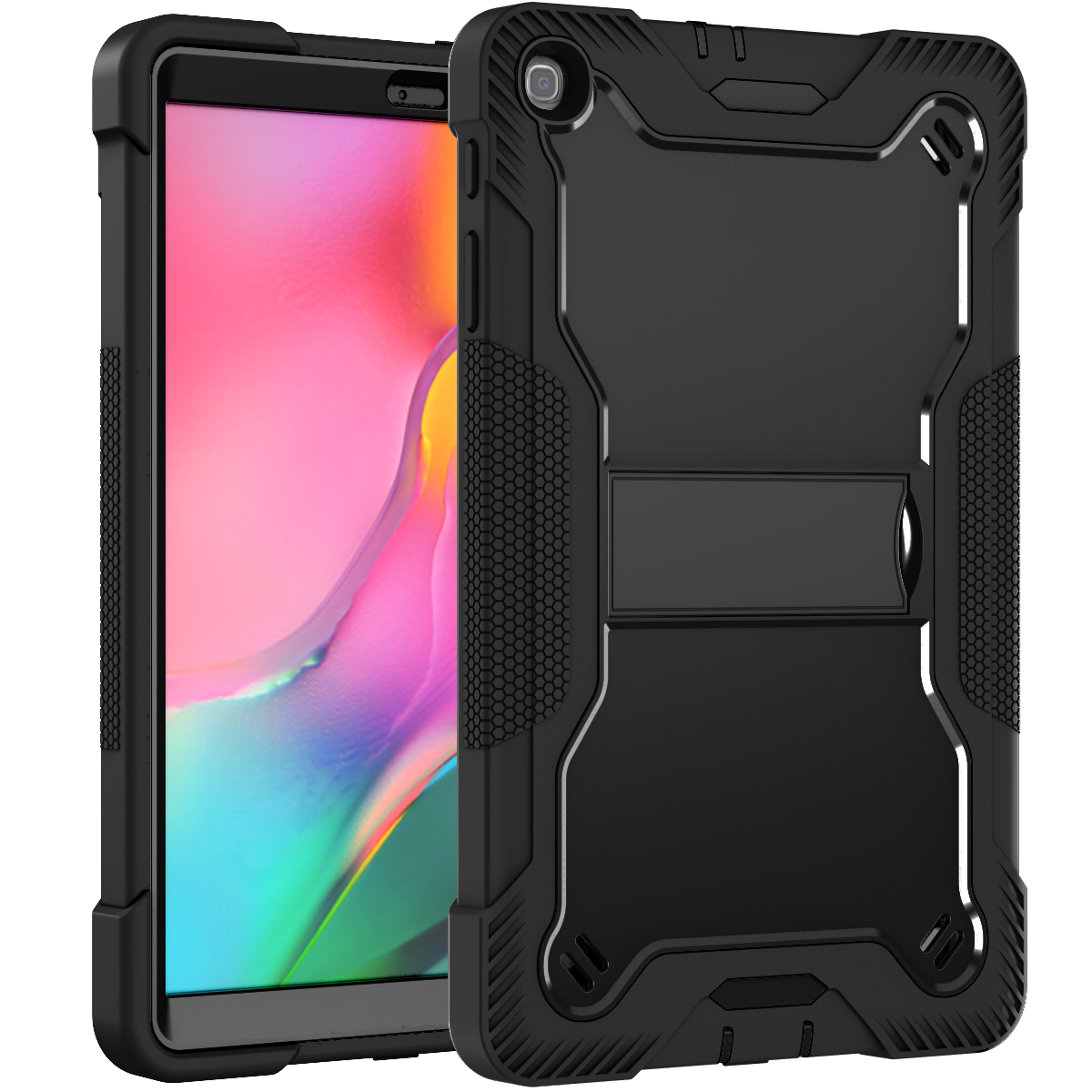 TOZIZO Samsung Galaxy Tab A 10.1 (2019) Drop-Proof Defender Kicktand Tablet Case – Rugged Protective Tablet Cover