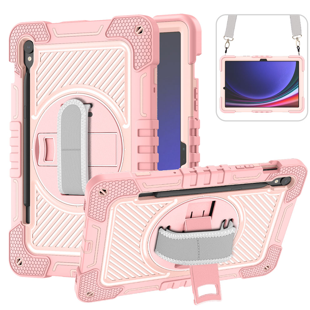 TOZIZO Heavy Duty Rugged Tablet Case with 360° Rotating Stand for Samsung Galaxy Tab S10 Lite X400/X406B - Rose Gold