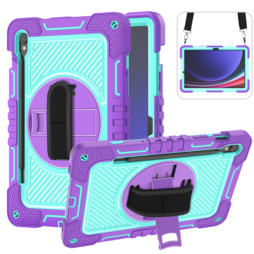 TOZIZO Shockproof Silicone Tablet Case with Kickstand for Samsung Galaxy Tab S10 Lite X400/X406B - Purple Blue