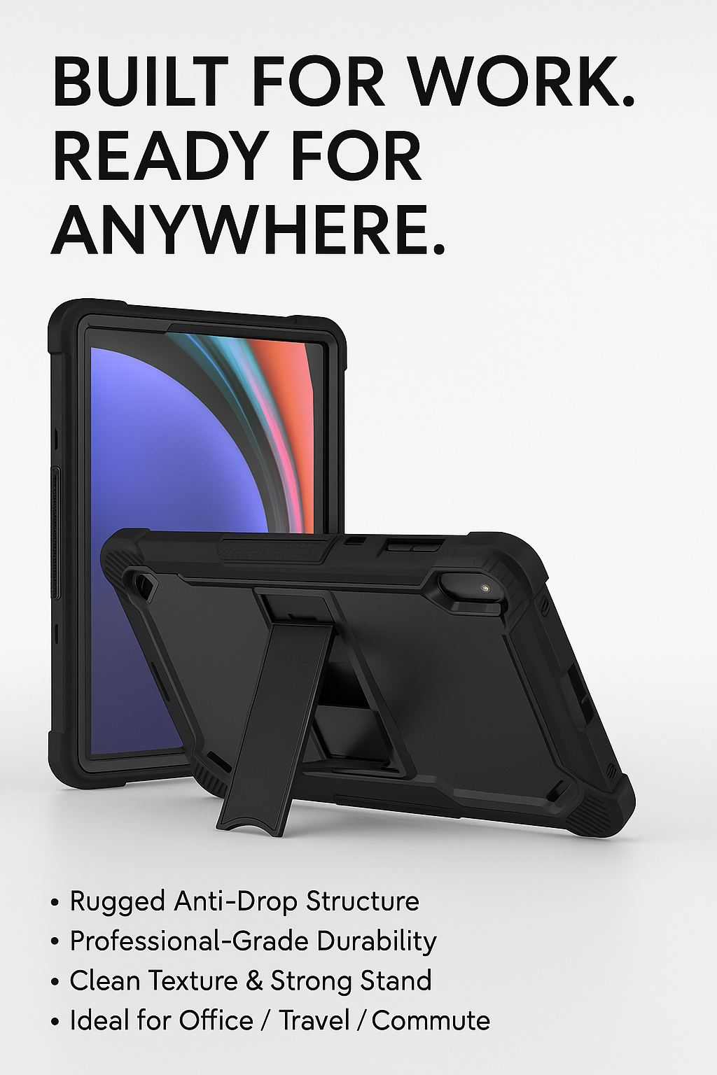 TOZIZO Samsung Tab S10 Lite/S10FE/S9 FE/S9 Heavy Duty Slim Rugged Silicone PC Hybrid Tablet Case