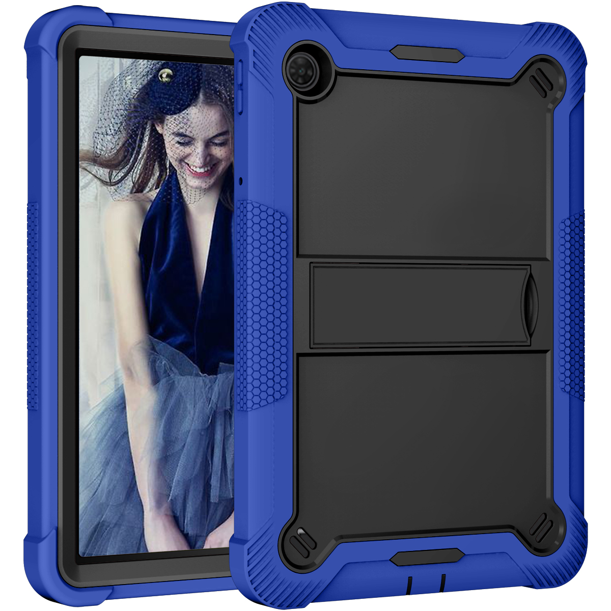 TOZIZO Blue Hybrid Triple-Layer Survivor Case for TCL Tab 10 5G - Impact Resistant Tablet Cover