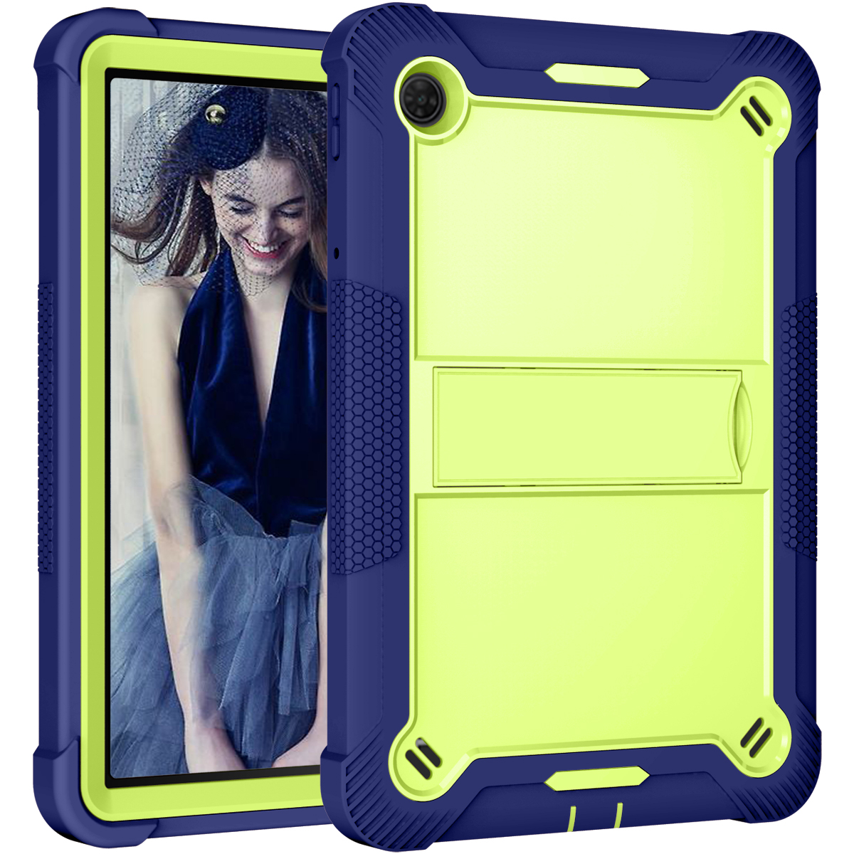 TOZIZO Neon Green Heavy Duty Drop Proof Case for Tab 10 5G - Back-to-School Armor Tablet Cover