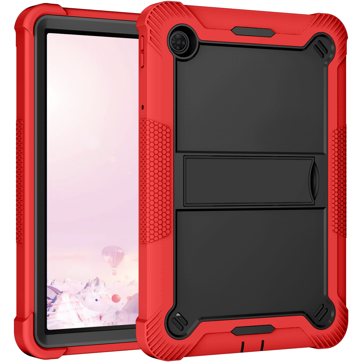 TOZIZO Kids Rugged Hybrid Heavy Duty Rugged Shockproof Case for TCL Tab 10 5G - Red