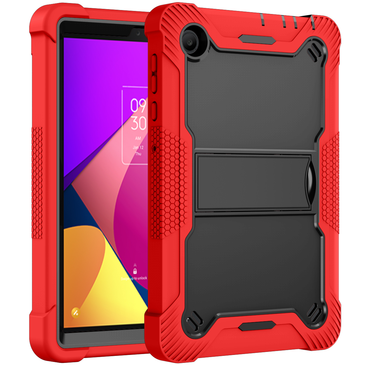 TOZIZO Purple Shockproof Silicone School Grade Full Body Protection Tablet Case for TCL Tab 8 - Triple Layer Rugged Tablet Cover
