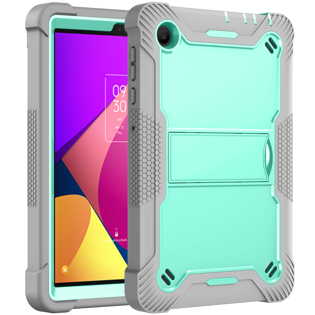 TOZIZO Mint Green Full Body Shockproof Combo Tablet Case for TCL Tab 8 - Hybrid Kid Proof Design Tablet Shell
