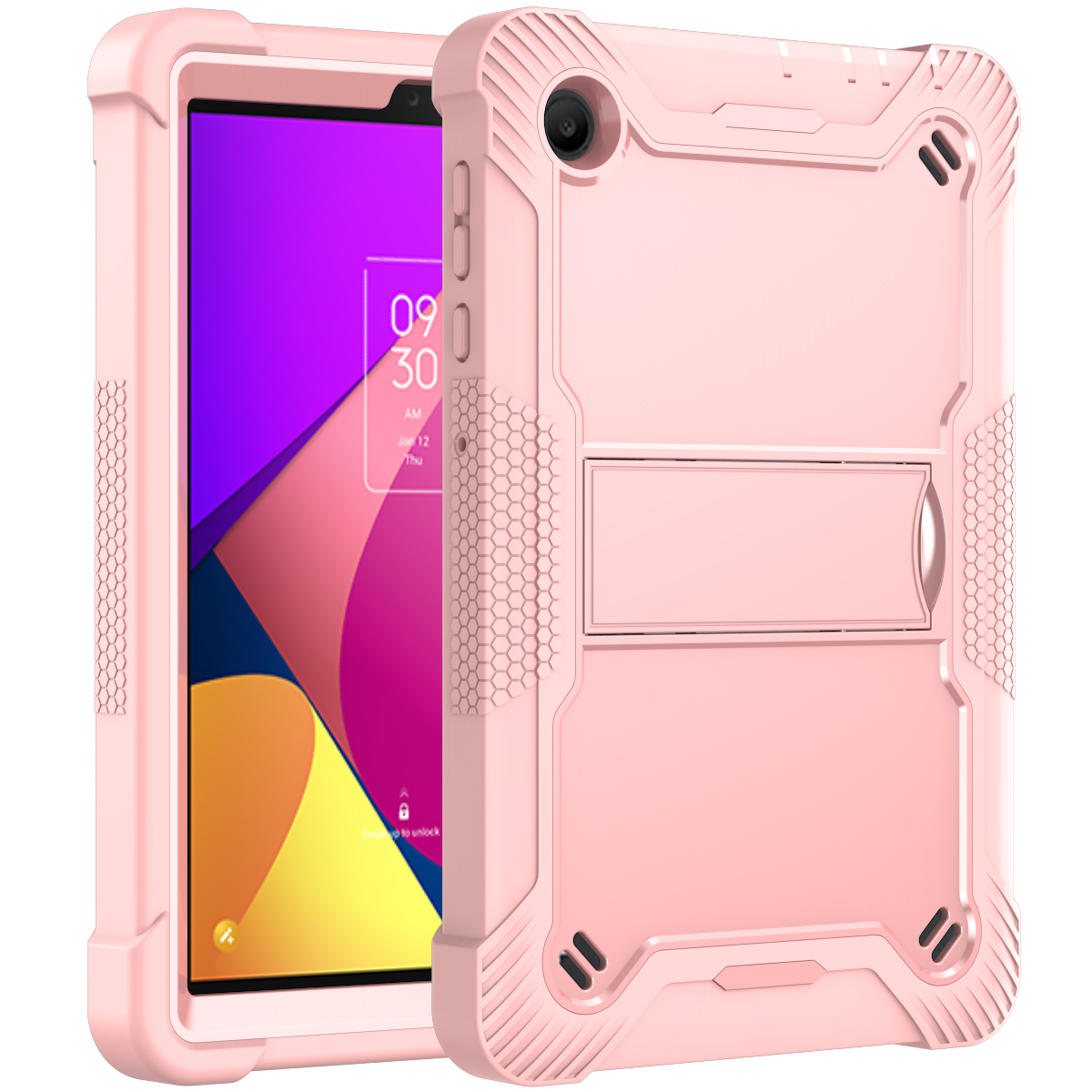 TOZIZO Pink Back-to-School Shockproof Survivor Tablet Case for TCL Tab 8 - Kid-Friendly Hybrid Tablet Armor