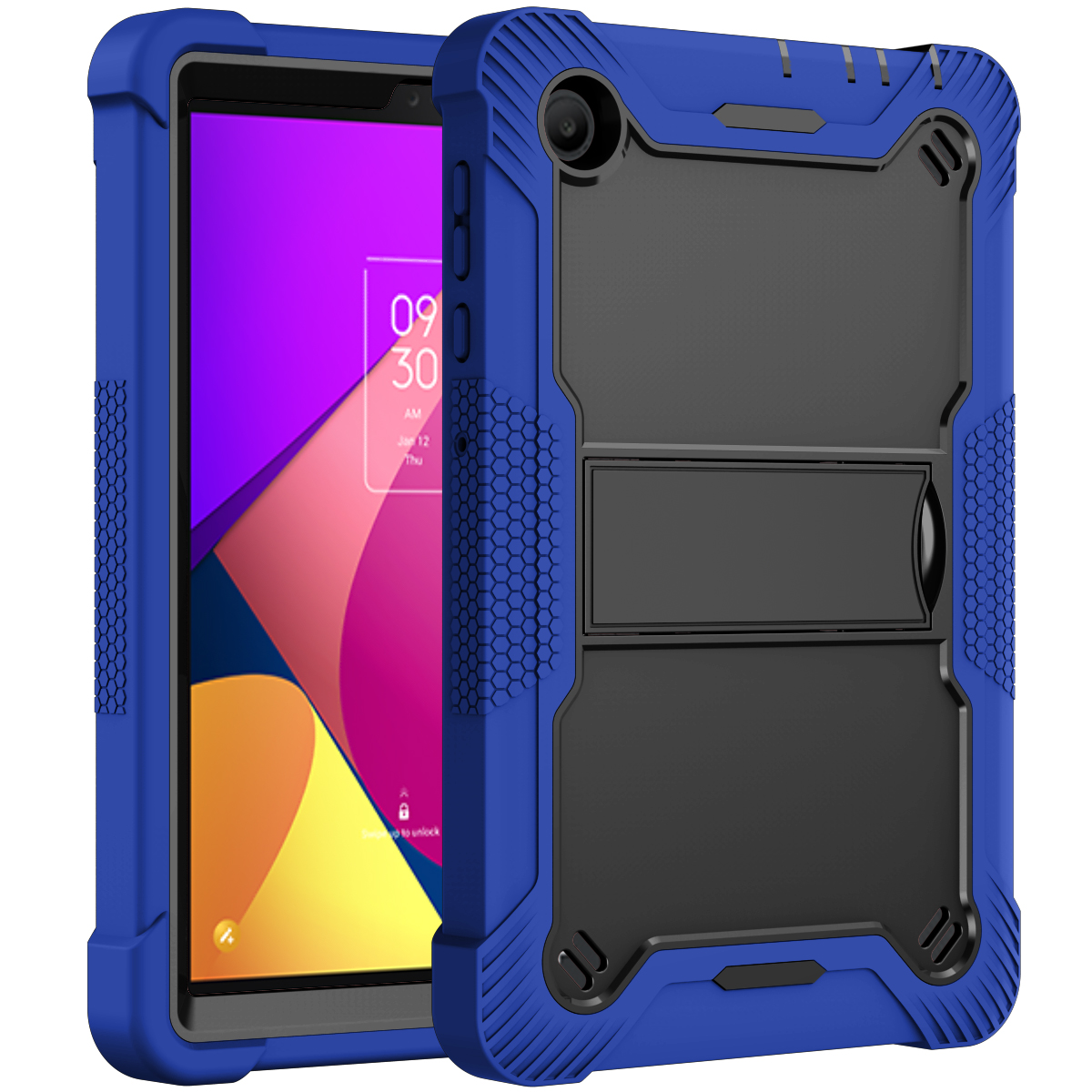 TOZIZO Heavy Duty Rugged Drop-Proof School Tablet Case for TCL Tab 8 lE- Navy Black