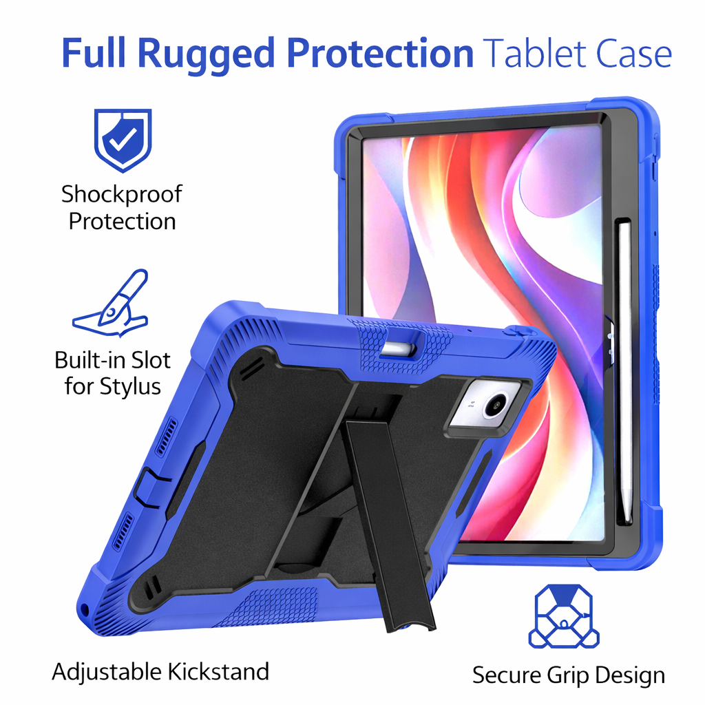 TOZIZO Dark Blue + Black Rugged Case for Lenovo Xiaoxin Pad 12.1 – Heavy Duty Shockproof Cover with Kickstand
