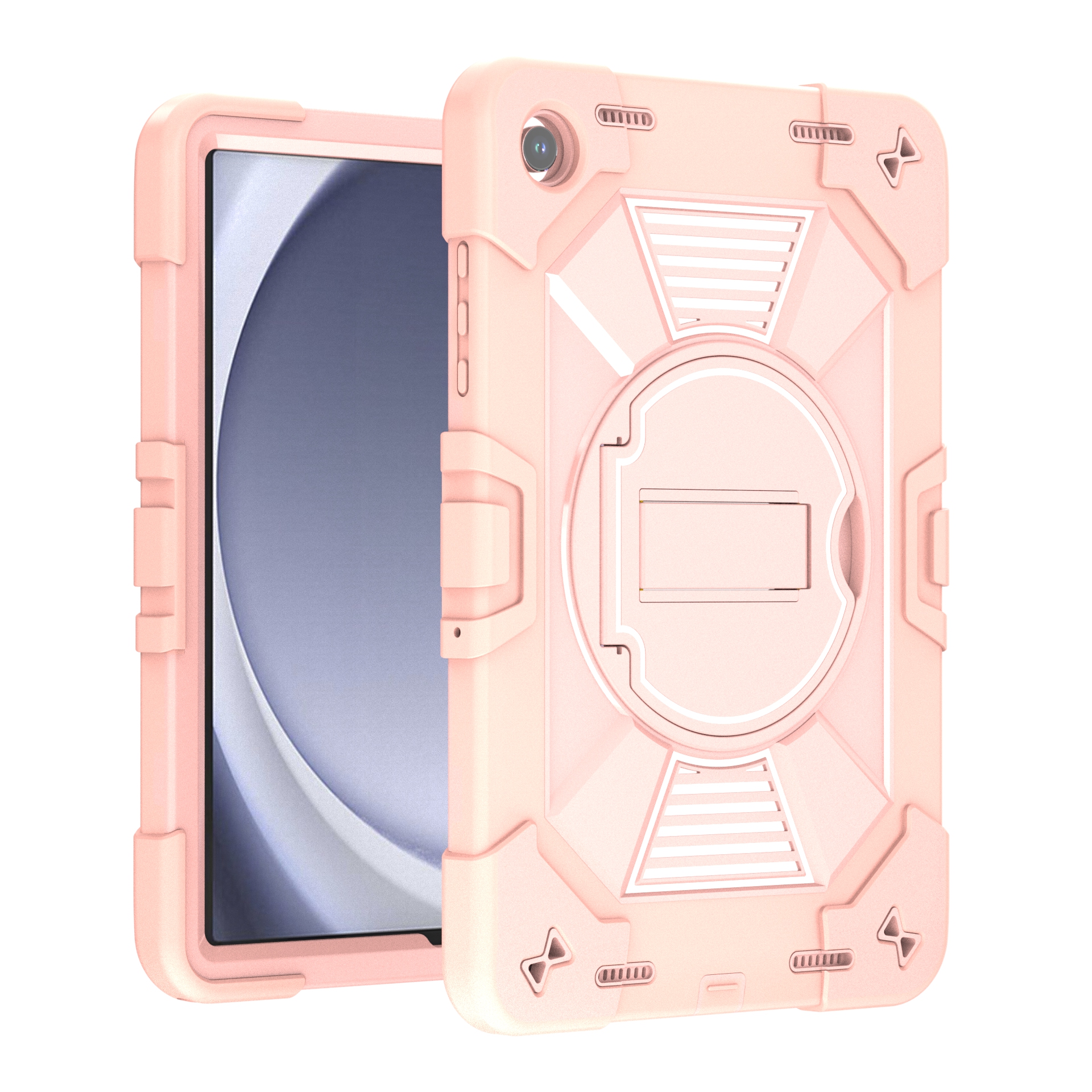 TOZIZO Rose Gold Business Case for Samsung Tab A9/A11 Protective Silicone PC Foldable Stand Cover for Retail Bulk