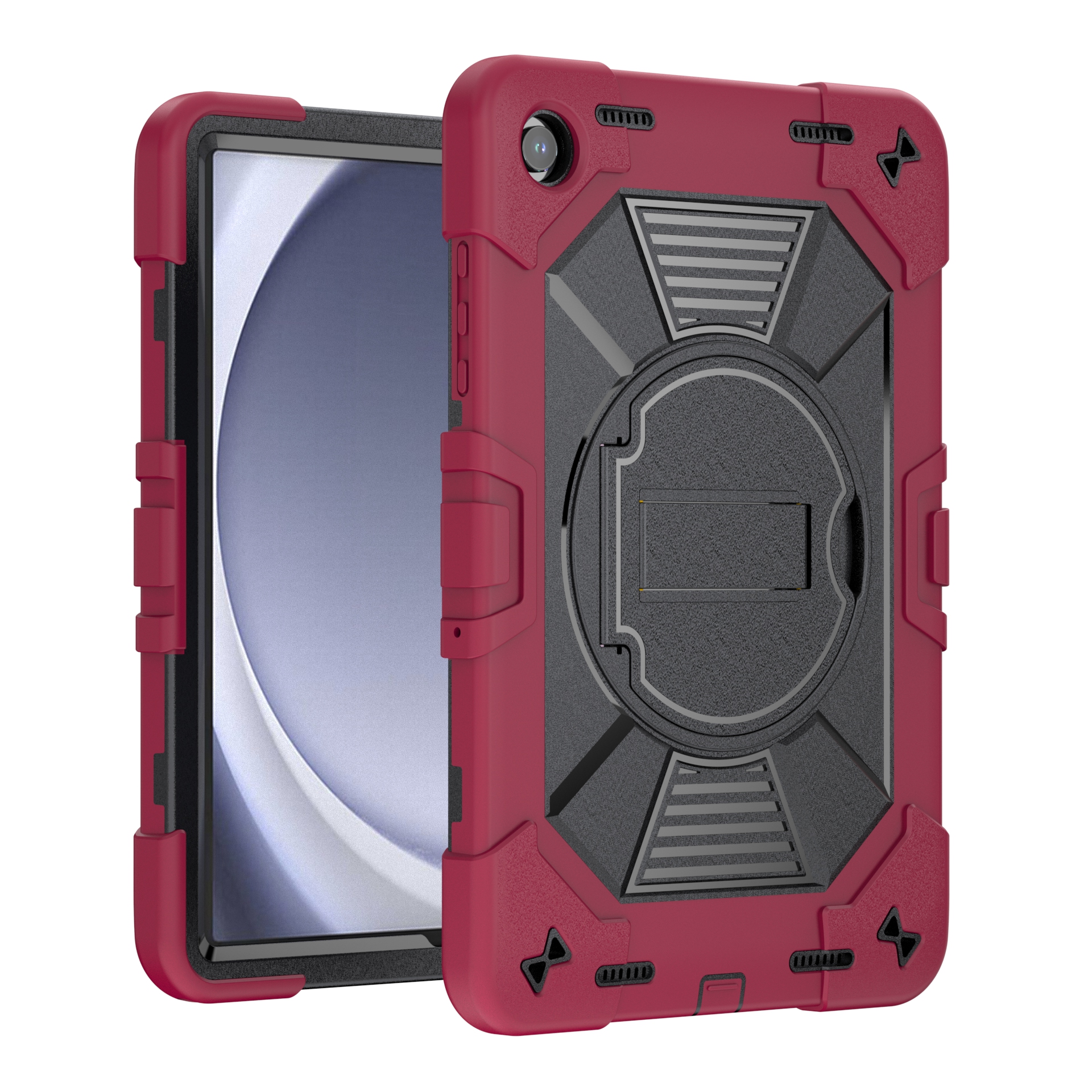 TOZIZO Wine Red Premium Rugged Case for Samsung Tab A9+ / A11+ | Multi-Angle Stand Silicone PC Cover for Wholesale