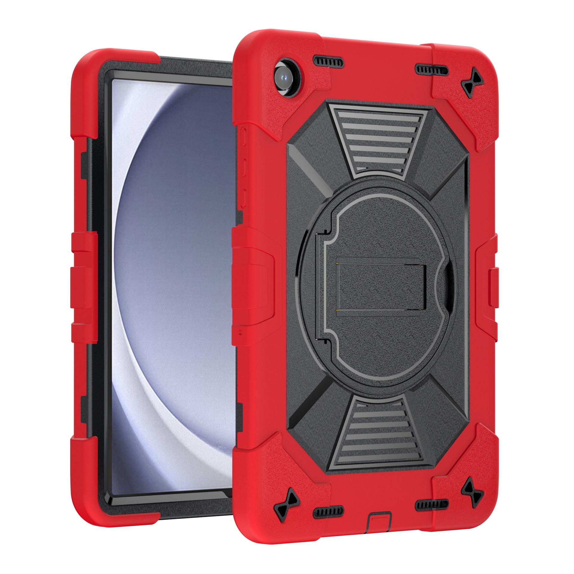 TOZIZO Red Impact Resistant Case for Samsung Tab A9/A11 Hybrid Silicone PC Kickstand Cover for Distributors