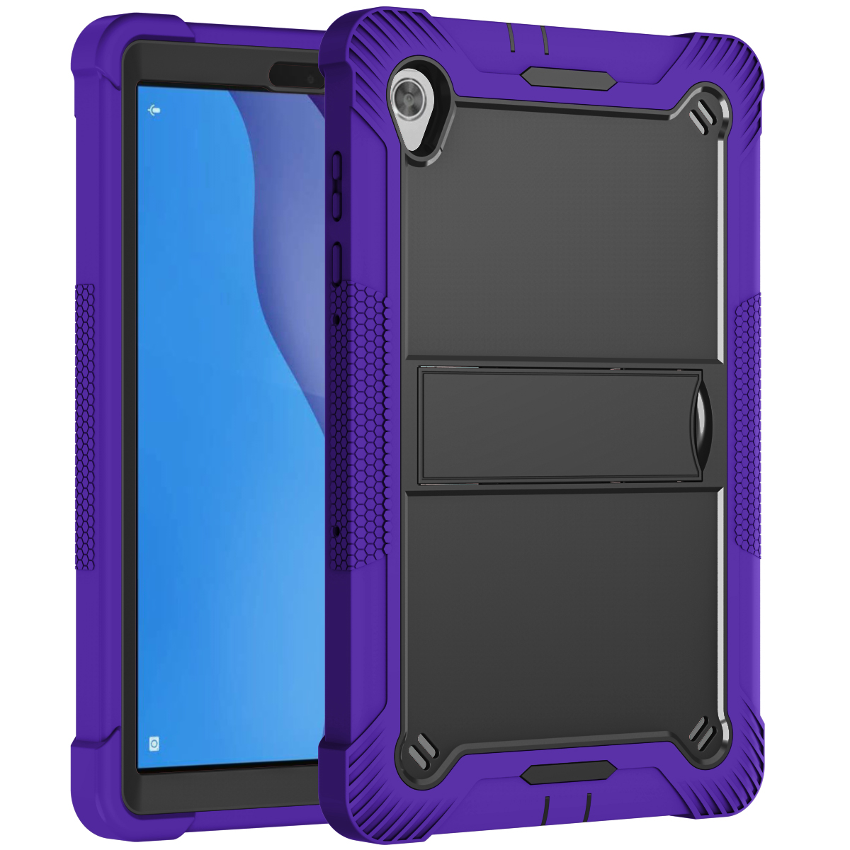 TOZIZO Purple Black Hybrid Armor for Lenovo M10 HD X306 | Rugged 3-Layer Kickstand Case for Distributors