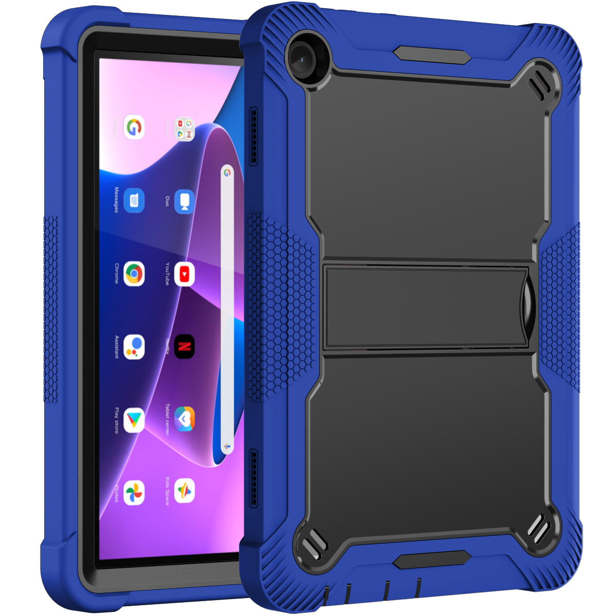 TOZIZO Dark Blue Commercial Grade Case for Lenovo Tab M10 | Anti-Drop Hybrid Shell with Landscape Stand