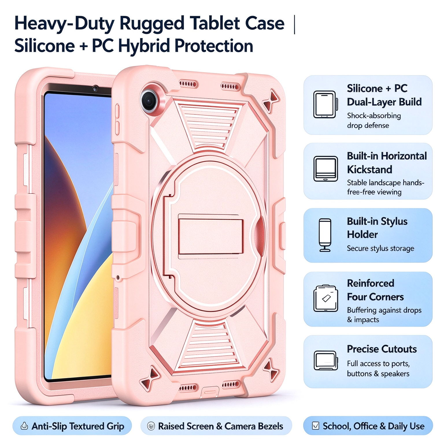 TOZIZO Rose Gold Elegant Service‑Industry Rugged Protective Shell for Xiaomi Poco Pad C1 Cover Foldable Horizontal Stand Pencil Slot for Healthcare Beauty Salon Service‑Industry Bulk Orders
