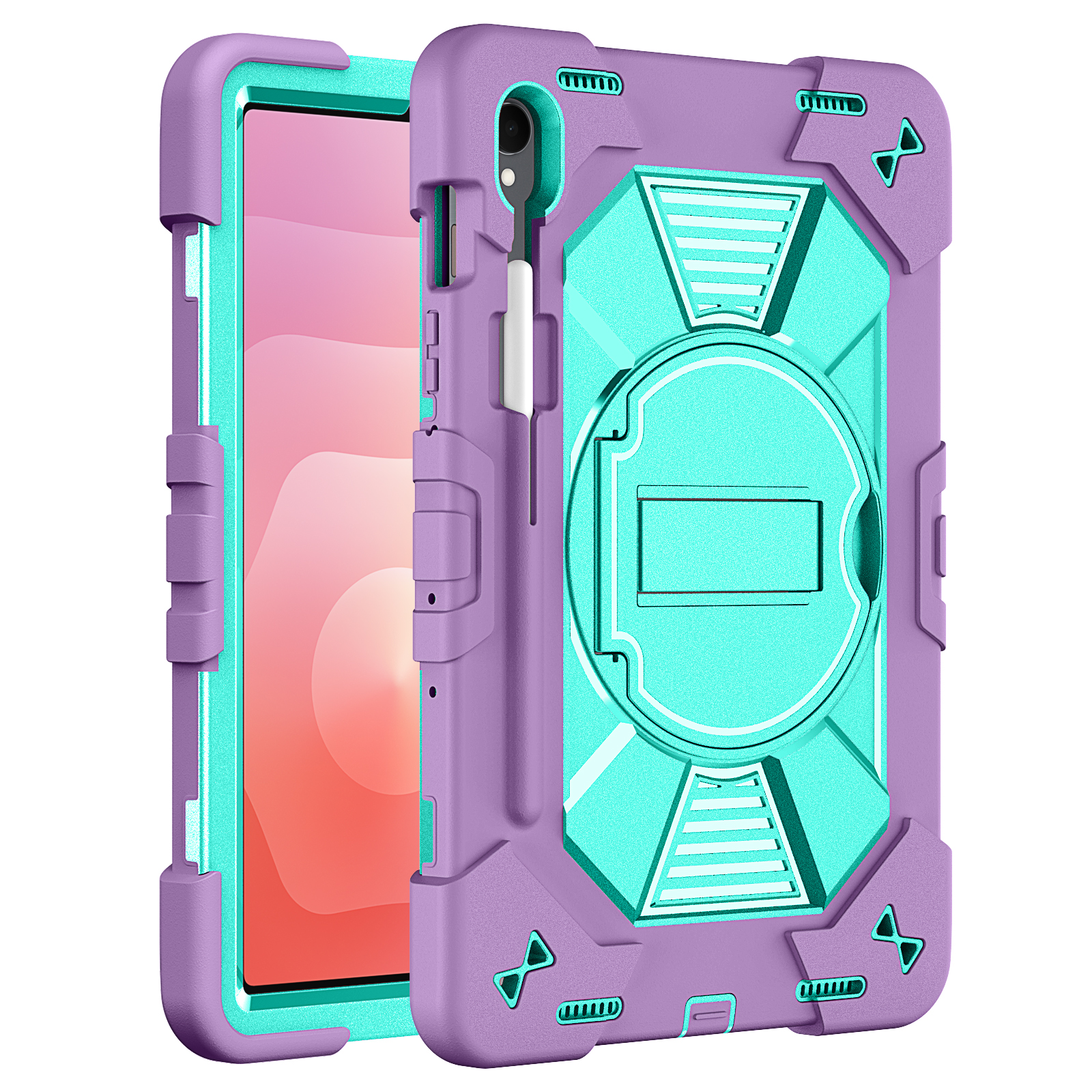 TOZIZO Purple Mint Education Case for Samsung Galaxy Tab S9/S9 FE Rugged Multi-Angle Stand School Cover
