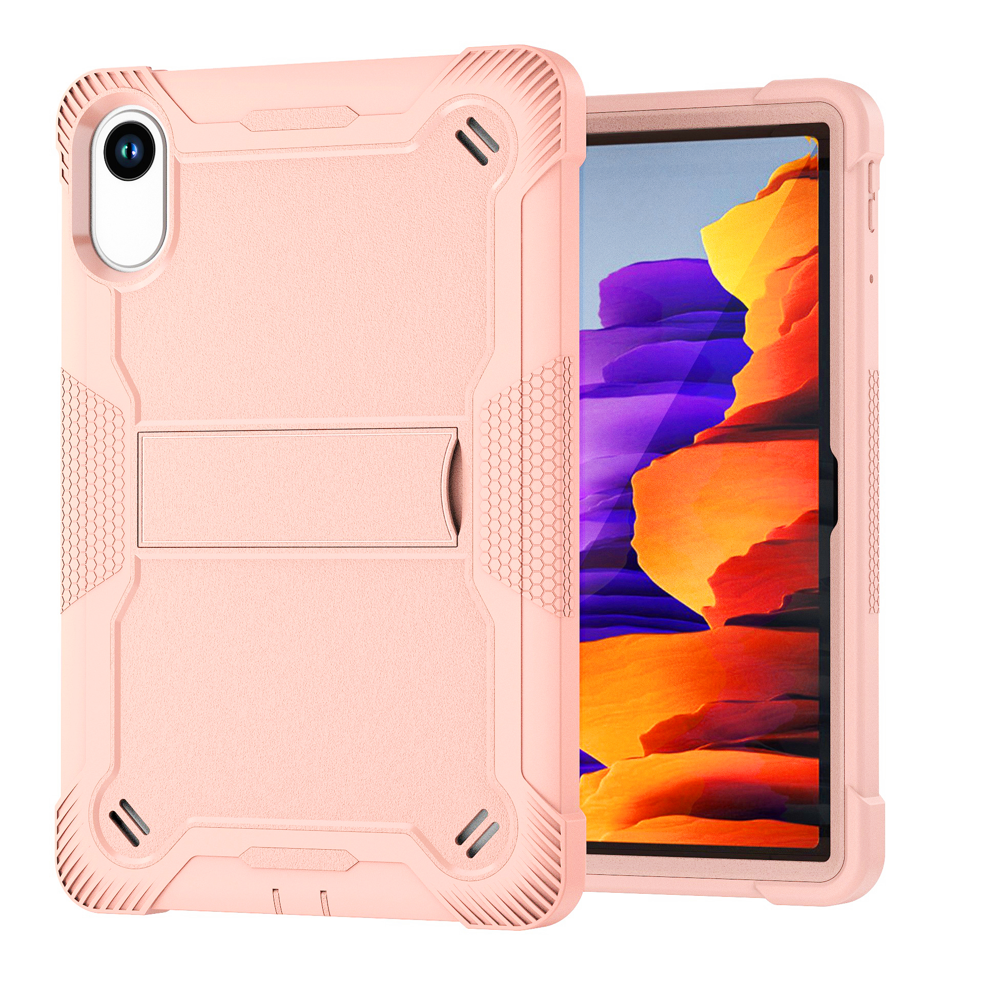 TOZIZO Rose Gold Case for Redmi Pad 2 | Multi-Angle Landscape Stand, 3-Layer Protective Tablet Cover