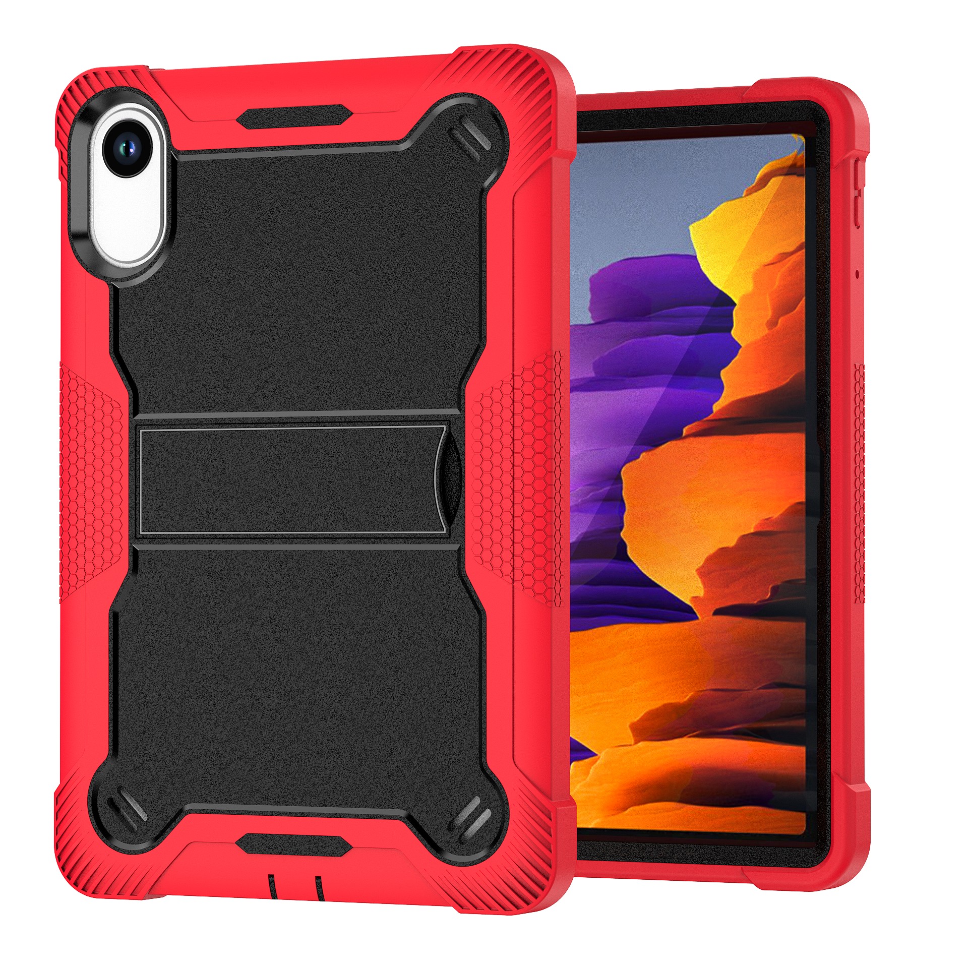 TOZIZO Red Black Rugged Case for Redmi Pad 2 | Shockproof 3-Layer Foldable Stand Cover for Distributors