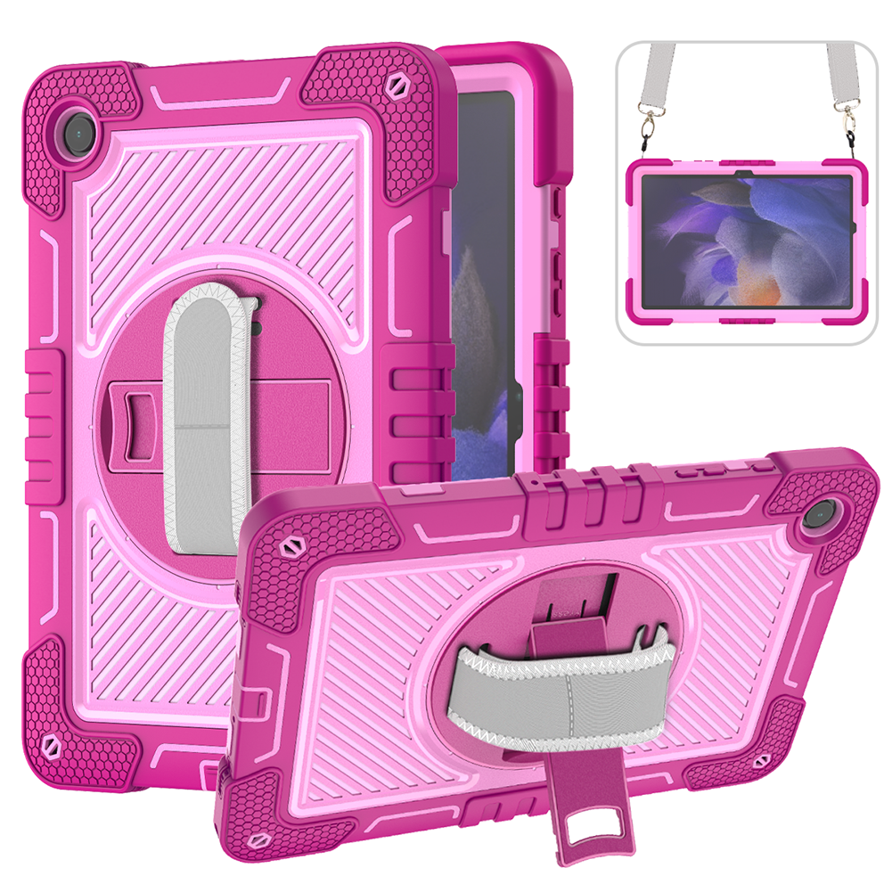 TOZIZO Rose Red Distributor Heavy Duty Case for Samsung Tab A9 PAD | 360° Rotatable Stand & Hands-Free Carry