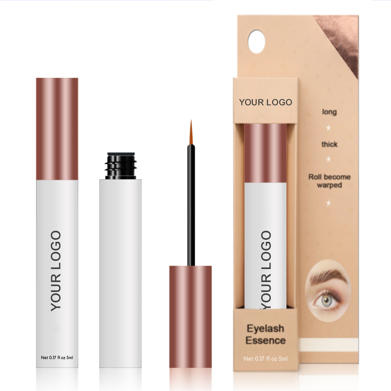 Eyelash Growth Serum & Lash Enhancing Serum – Sleek Rose Gold Design for Fuller Lashes