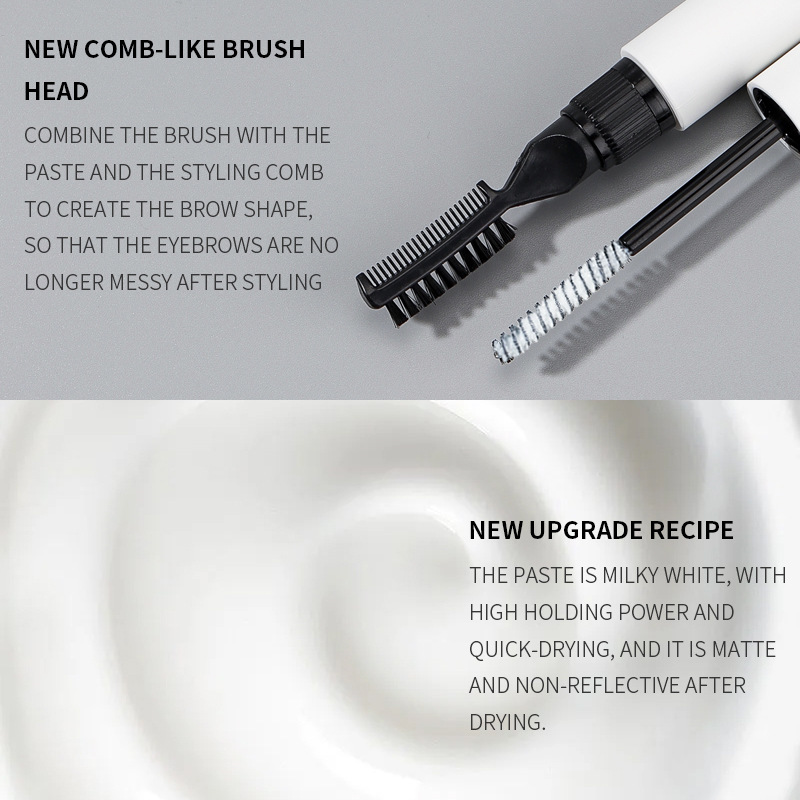 Double-Ended Eyebrow Gel – Comb Brush & Fixing Wand for Fluffy Brows