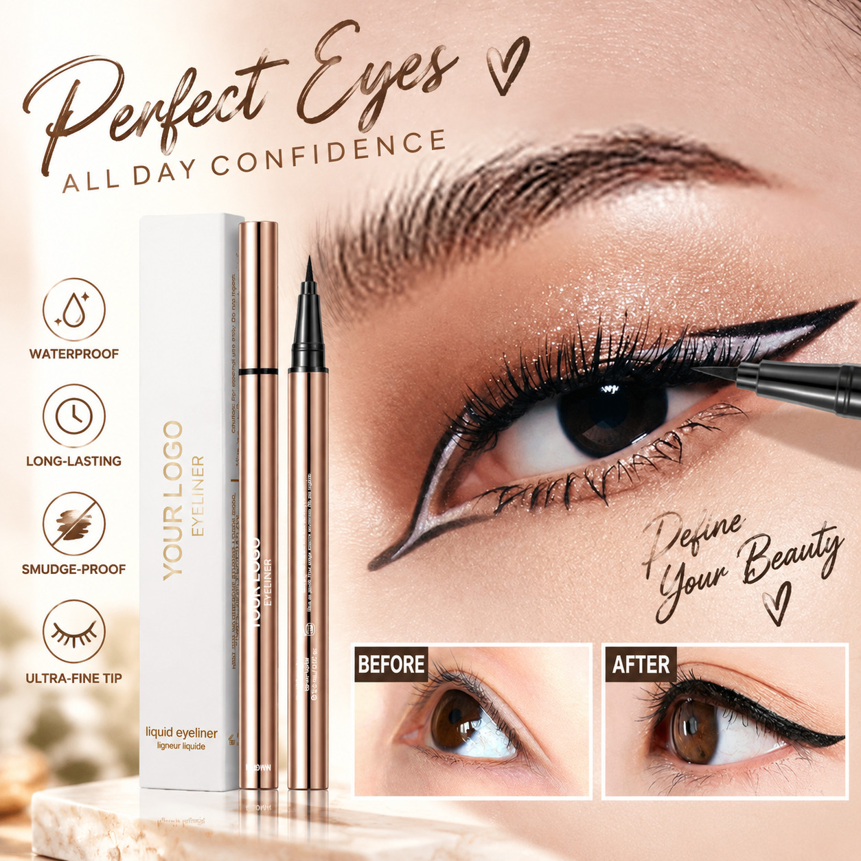 PROFESSIONAL MAKEUP Liner Waterproof Liquid Eyeliner - Black Vegan Formula