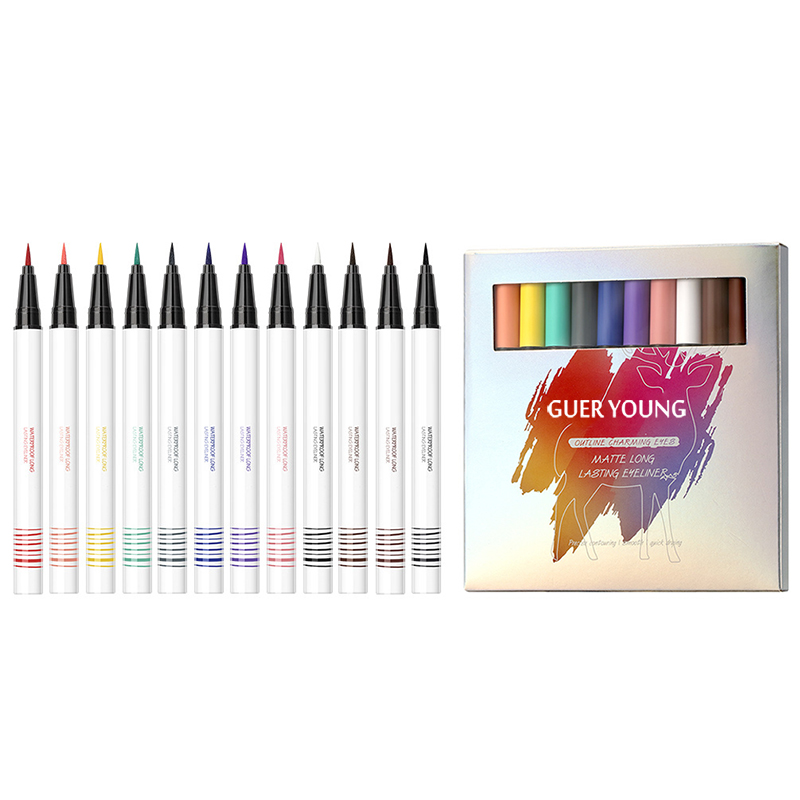 12-Color Waterproof Matte Eyeliner Pens – Long-Lasting Smooth Fine Tip Set