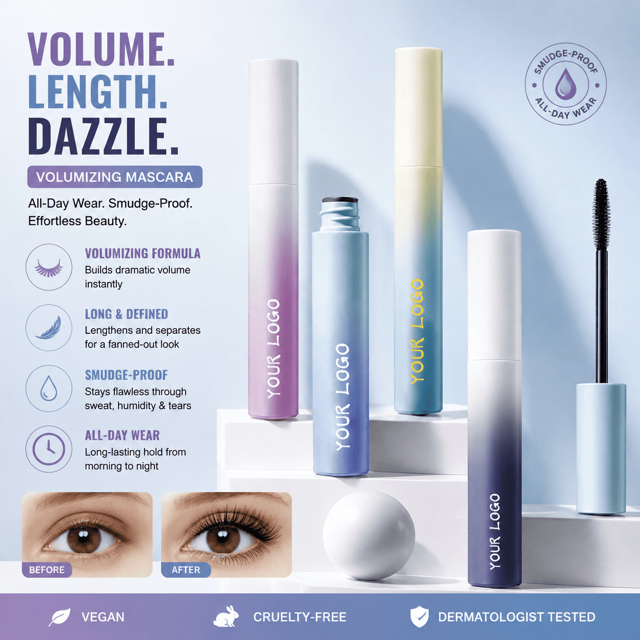 Vegan Black Mascara – Waterproof Volumizing Mascara for Fuller Lashes