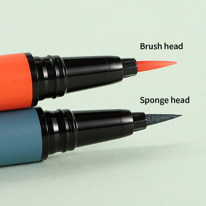 Colorful Dual-Tip Eyeliner Pen – Brush & Sponge for Artistic Eye Looks
