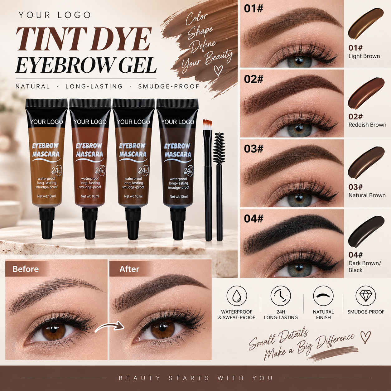 Waterproof Eyebrow Tint Gel – Long-Wear & Sculpted Definition